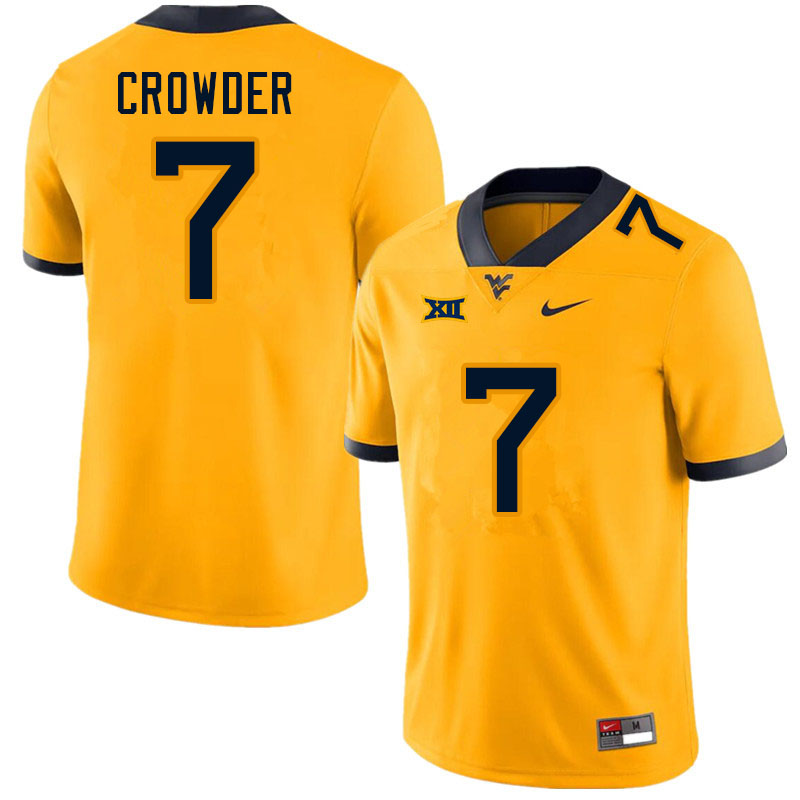 Men #7 Will Crowder West Virginia Mountaineers College Football Jerseys Sale-Gold